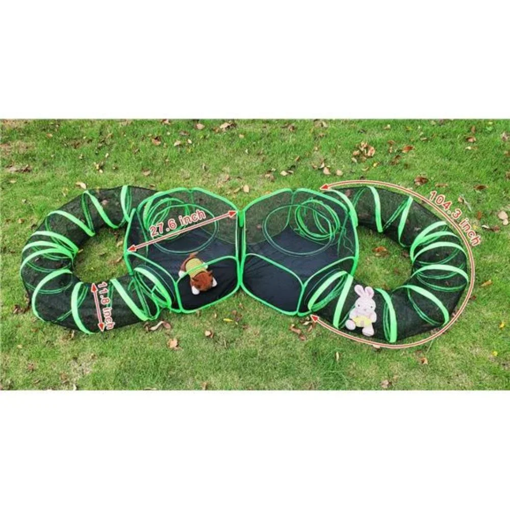 4 in 1 Small Animal Playpen with Tunnel, Top Cover Anti Escape